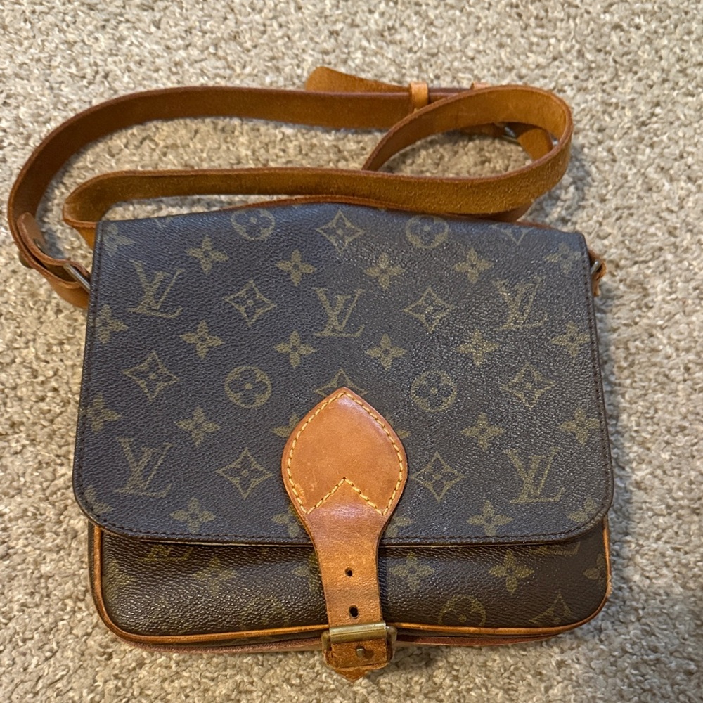 Louis Vuitton Monogram Black and Brown Crossbody Bag (Cartouchiere MM)